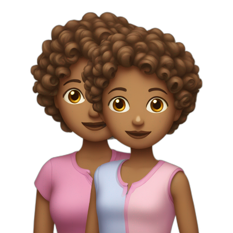 curly light eyed woman with her two daughters emoji