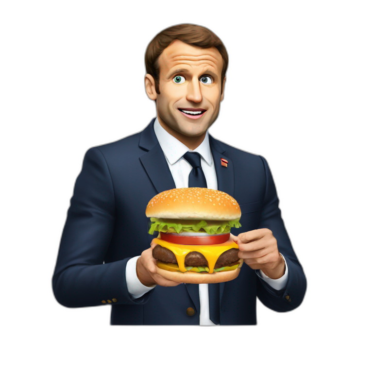 Macron eat burger emoji