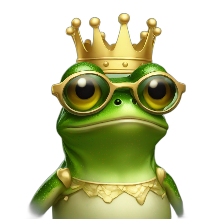 king frog wearing race glasses emoji
