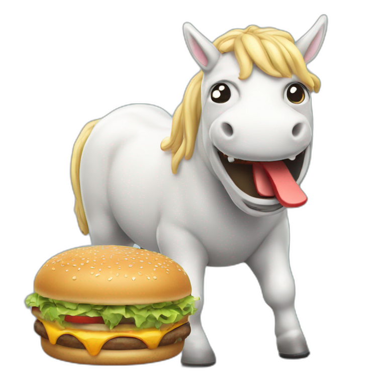 Licorne qui mange un burger emoji