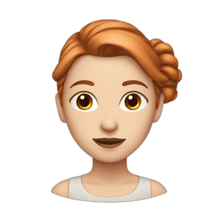 White girl with copper-colored hair tied back emoji