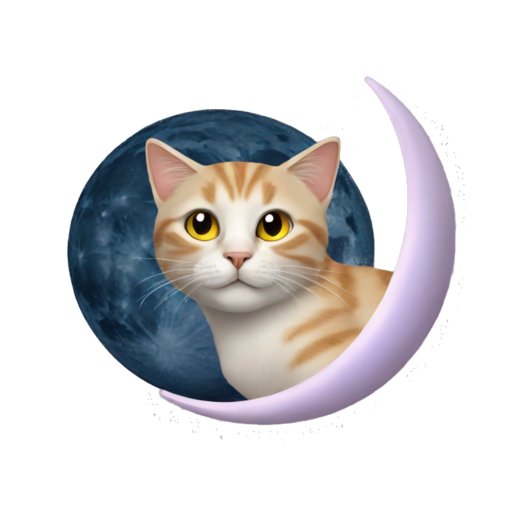 cat on moon with stara emoji