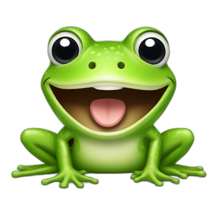 Happy camera frog emoji