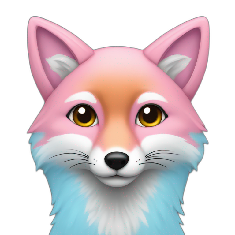 half light blue half pink fox emoji