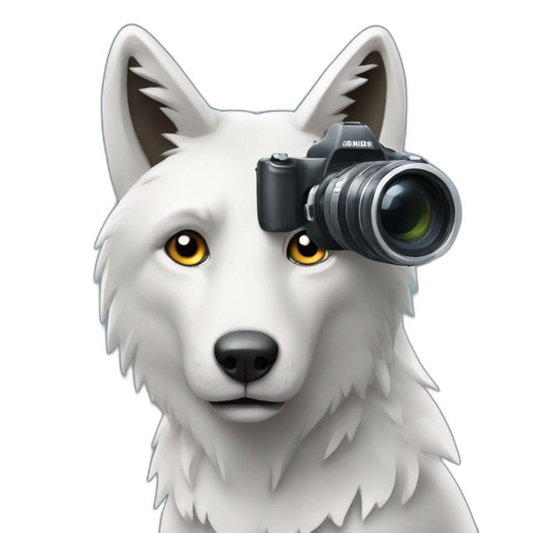 loup avec une caméra emoji