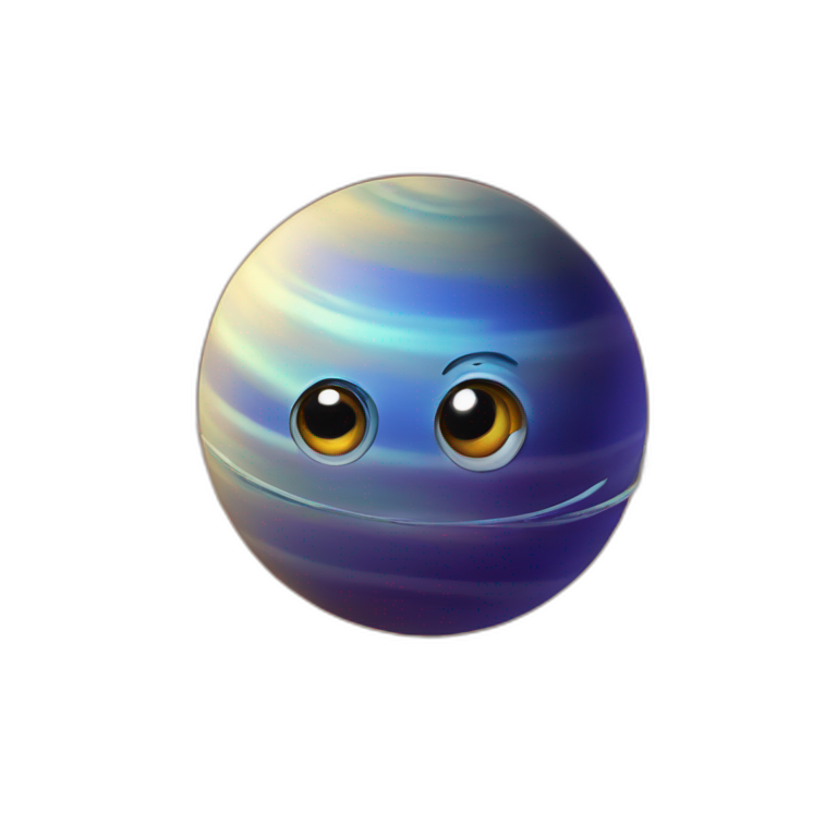 planet Saturn with a cartoon smirking snail face emoji