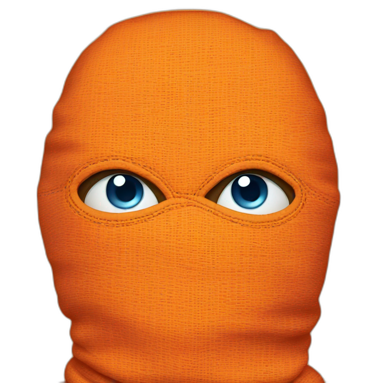 Orange balaclava with blue eyes emoji