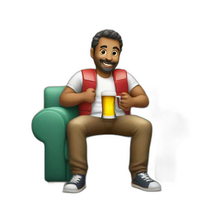 Papi avec une bière sur le canape emoji