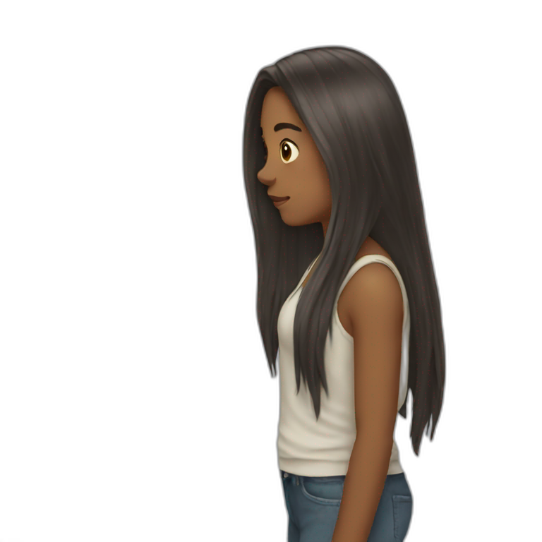 Long haired girl looking back emoji