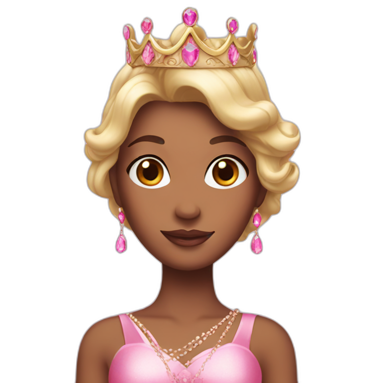 princess with crown and pink princess dress showing pink nails emoji