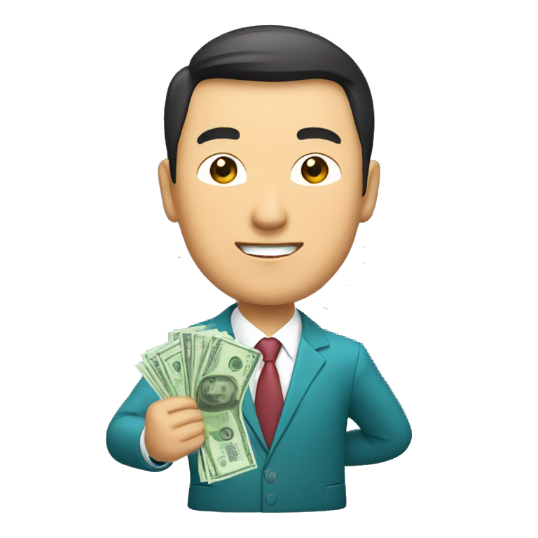 kazakh businessman with money in hands emoji
