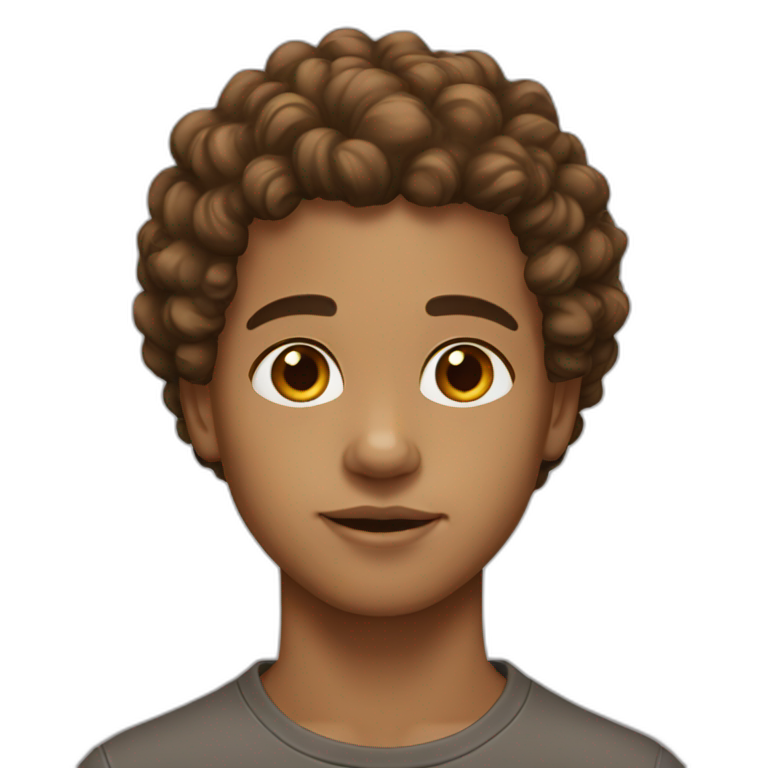 boy lightskin, curly hair gold brown eyes emoji