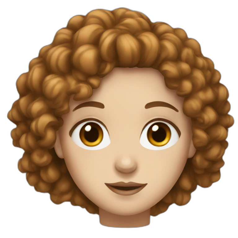 White Women, blue eye, long brown curly hair emoji
