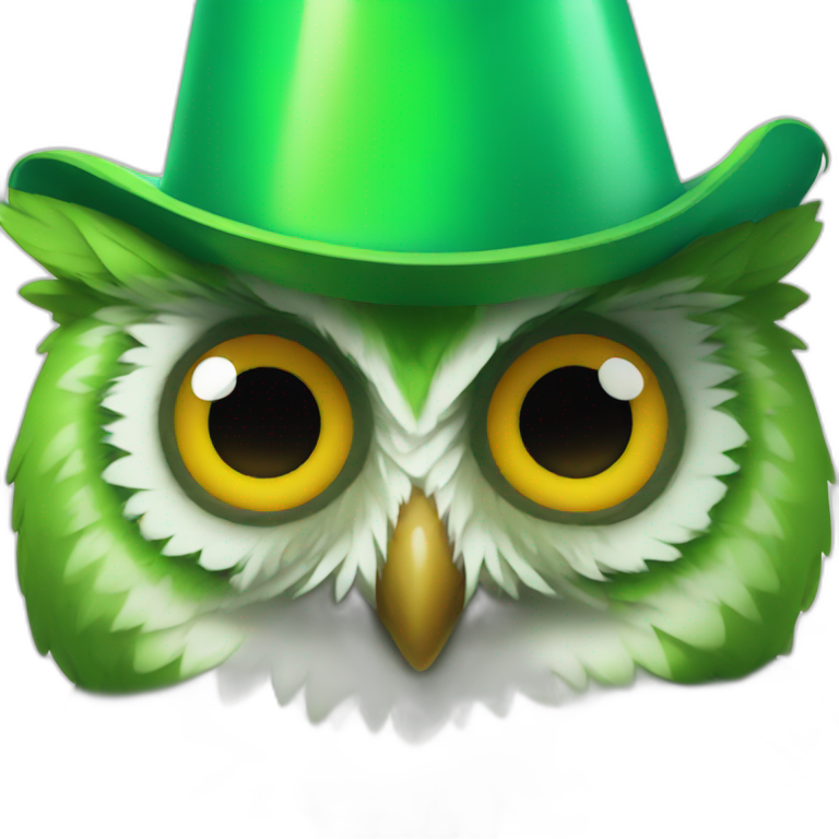 green owl with a party hat emoji