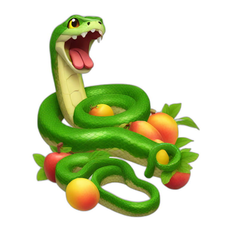 Snake eating fruit emoji