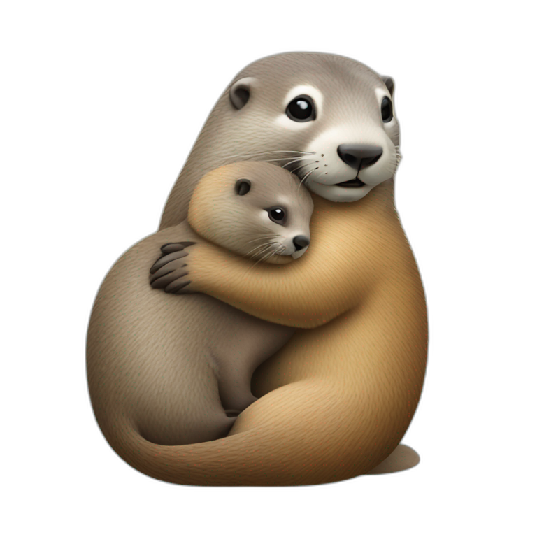 marmot hugging sea lion emoji