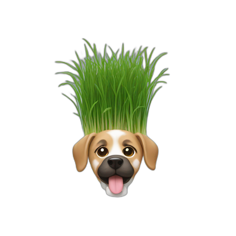 dog grass hanging from mouth emoji