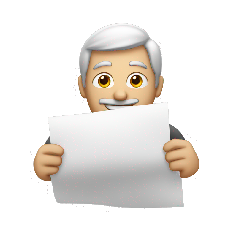 man showing a sheet of paper emoji