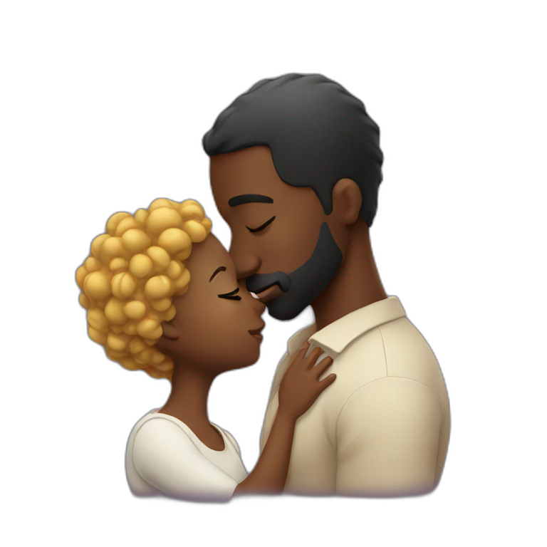 Black daddy kissing emoji