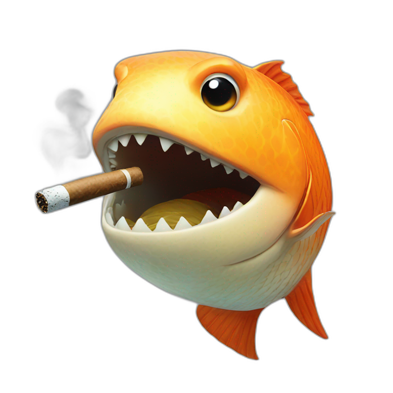 fish smoking cigar emoji