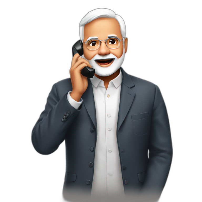 Nrendra modi talking on phone  emoji