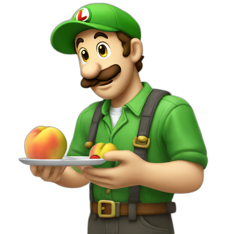 Luigi eating peach emoji