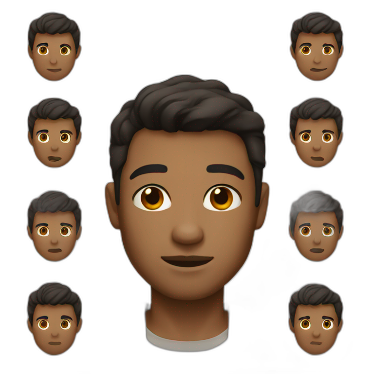 man with slight brown skin, brown eyes, and short dark hair emoji