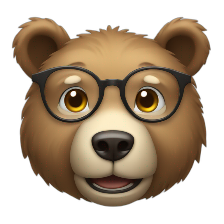 Humanoid bear with glasses shaking head emoji