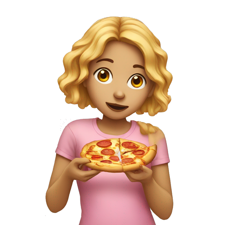 Girl eating pizza emoji