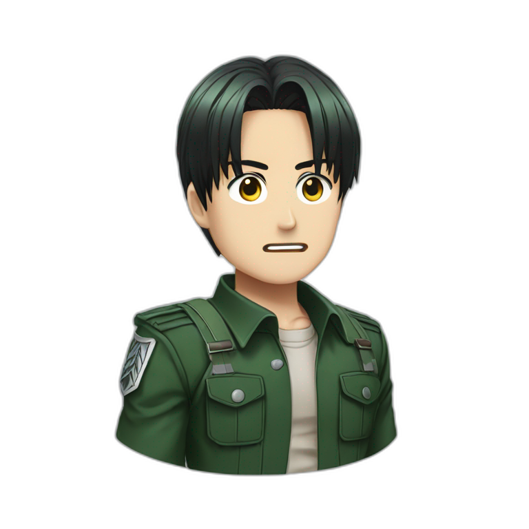 powerful Levi of Attack titan wears forest-green clothes emoji