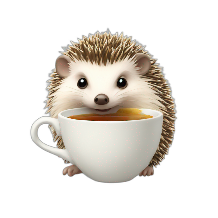 Hedgehog holding a tea cup emoji