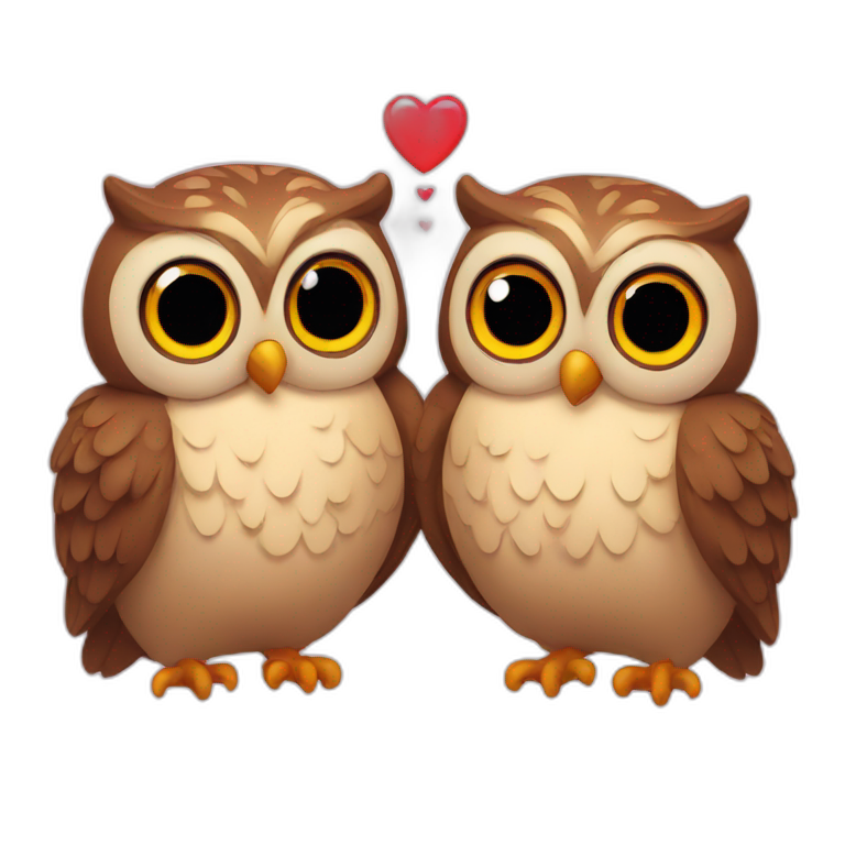 Two owls in love  emoji