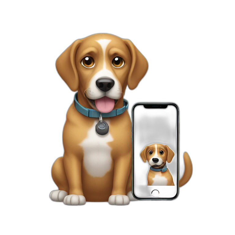 a dog with a phone emoji