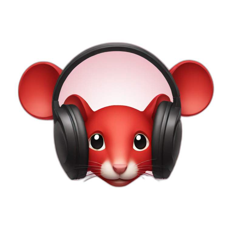 Red colour Rat headphone emoji