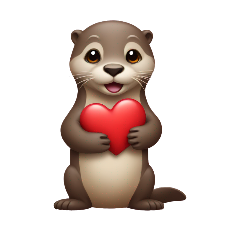 Otter holding a heart emoji