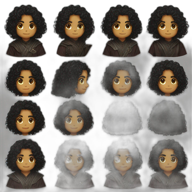 Dungeon master long curly dark hair emoji