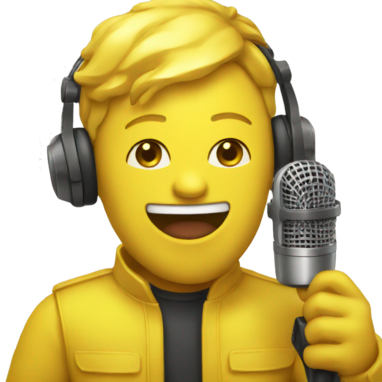 yellow man singer with microphone emoji