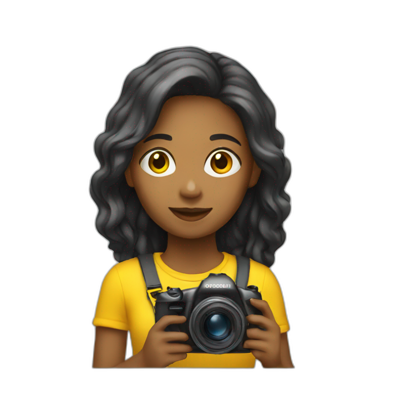 girl with a yellow camera emoji