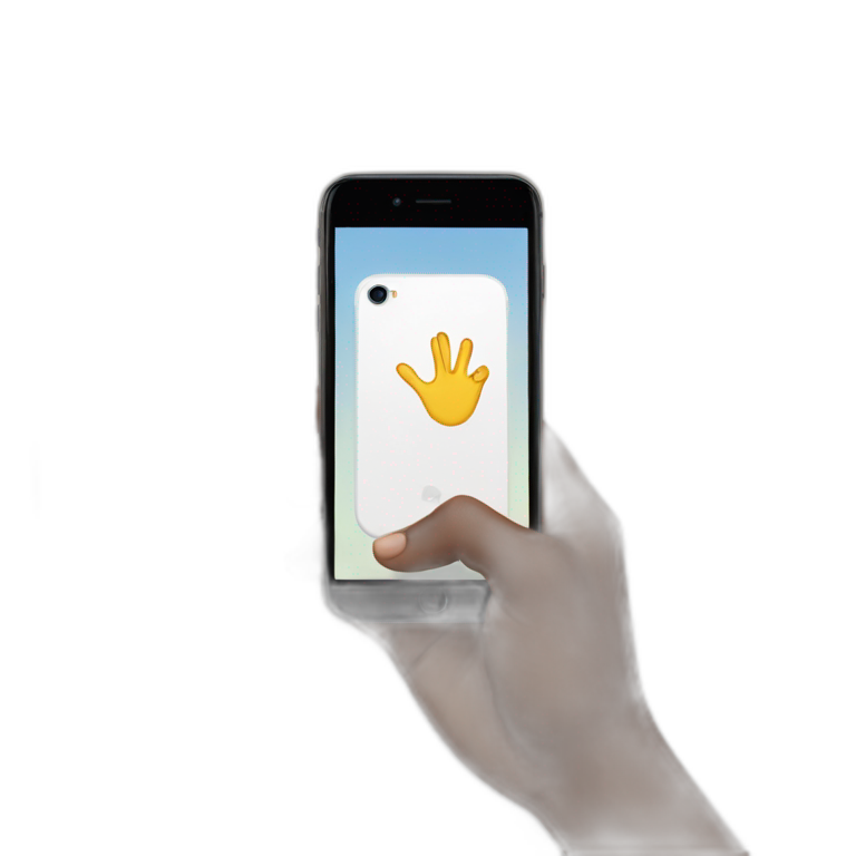 hand holding iphone emoji