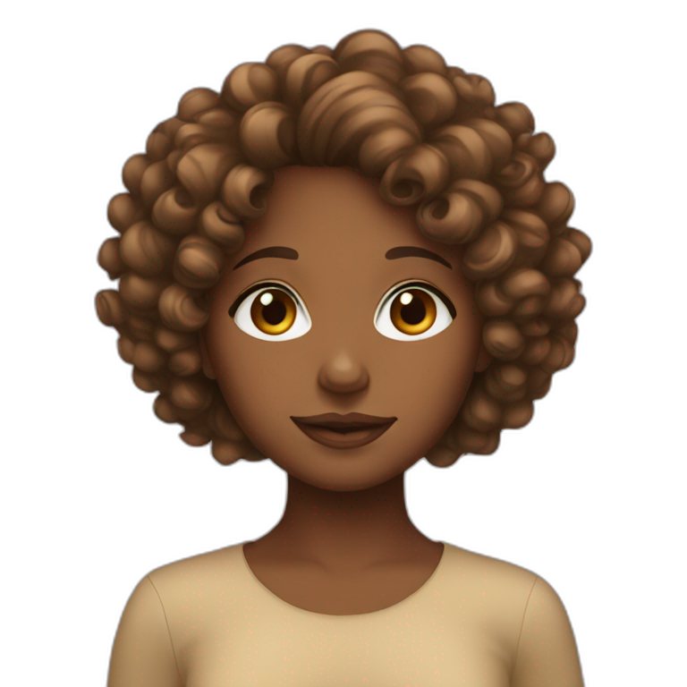 Brown girl with curly hair emoji