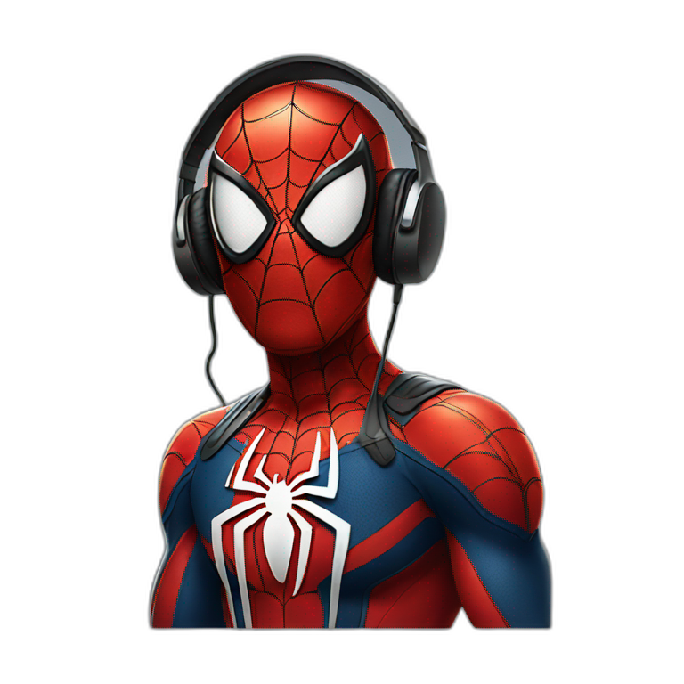 spiderman wearing headphones emoji
