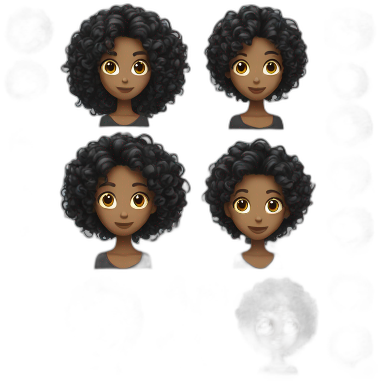 Thin women long curly black hair  emoji