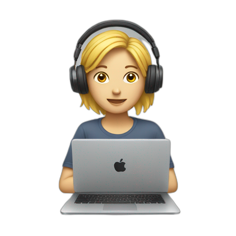 working on laptop with headphones emoji