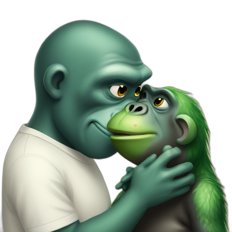frog kissing gorilla emoji