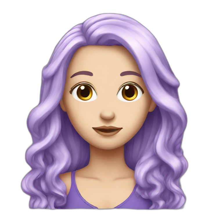 White Girl long purple hair emoji