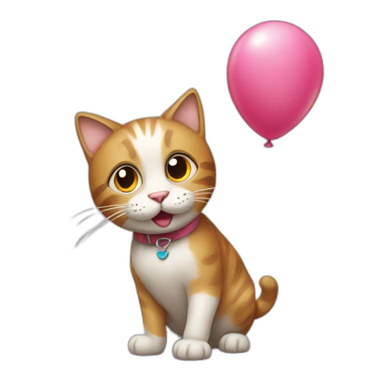 cat with a baloon emoji