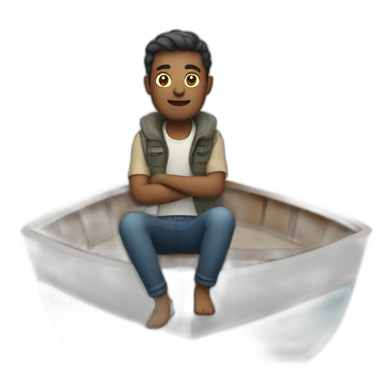 Man sitting on boat emoji