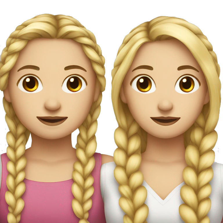 female couple long blonde hair and one hair is braided  emoji