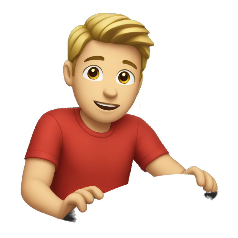 A boy in red shirt in car emoji