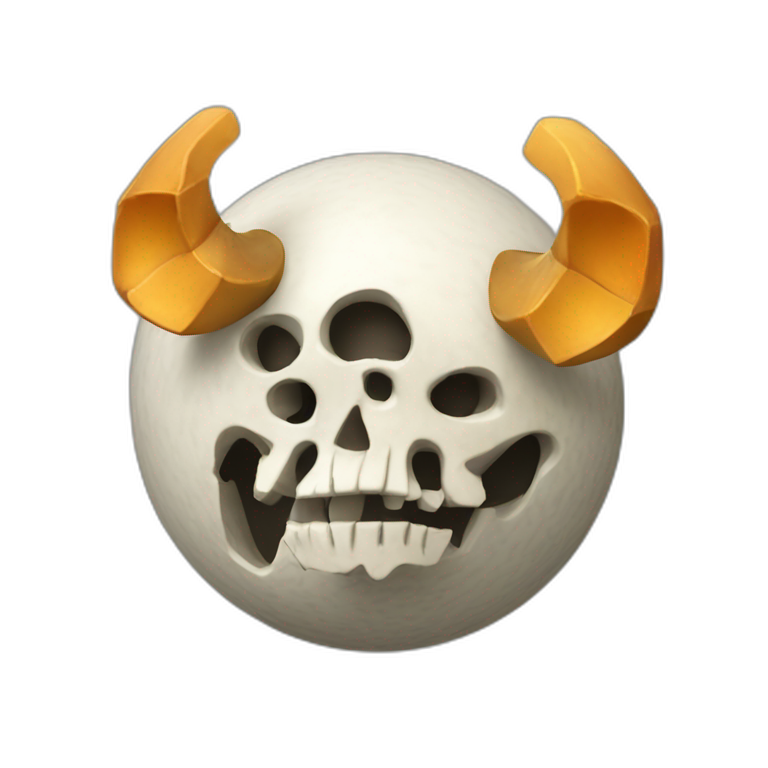 3d sphere with a cartoon Skeleton Horseman skin texture with big playful eyes emoji